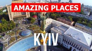 Travel to Kyiv city Ukraine  Leisure tourism types recreation tours  Drone 4k video  Kyiv