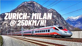 HIGH SPEED train UNDER the Alps via Gotthard Base Tunnel Zurich to Milan first class trip @ 250kmh