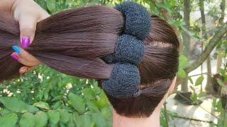 new french bun hairstyle  french roll hairstyle  easy hairstyle  bridal hairstyle  hair 