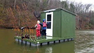 Camping & Fishing on Floating Cabin Built From Scratch My Quarantine Bug Out Cabin