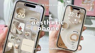 *iOS16 aesthetic customization   custom lock screen widgets icons tutorial cream theme