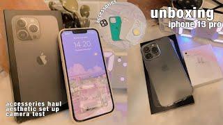 unboxing iPhone 13 pro graphite 256 gb in 2022  accessories aesthetic set up + camera test