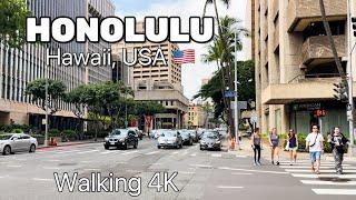 【HAWAII 】downtown Honolulu walking tour  Oahu  Hawaii USA  Honolulu tour 4K