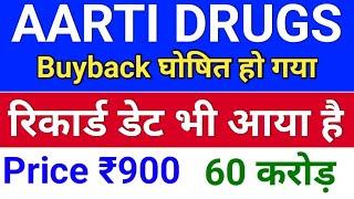 aarti drugs buyback. aarti drugs share latest news. buyback of share. bonus & split