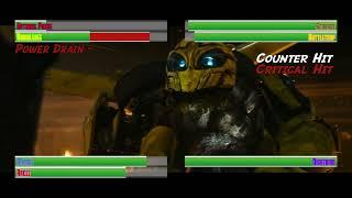 Optimus Prime Bumblebee Mirage and Arcee vs Scourge Battletrap and Nightbird...with healthbars