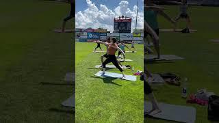 pregame yoga on the field