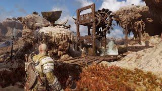 God of War Ragnarok - How To Lower The Gate - Windmill Water Geyser Puzzle Solution