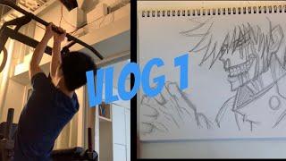 Vlog 1 my daily routine pull day and day one of sketching Megumi jujutsukaisen