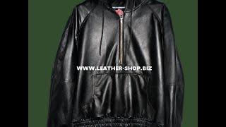 LEATHER HOODIE WITH LAMBSKIN LINING CUSTOM MADE STYLE LLH050 www LEATHER SHOP BIZ video
