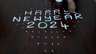 new year rangoli designs with 16x6x6 dots  happy new year rangoli 2024  festival rangoli  T.M.