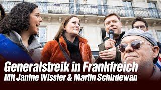 Internationale Solidarität Janine Wissler & Martin Schirdewan beim Generalstreik in Frankreich