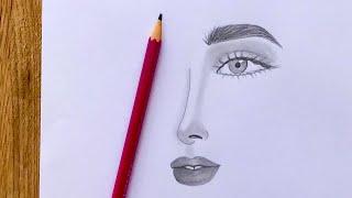 تعليم رسم وجه فتاة خطوة بخطوة بالرصاصVery easy Girl face pencil sketch step by step for beginners