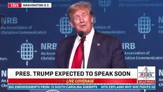Trump can barely speak quickly ends event & leaves stage