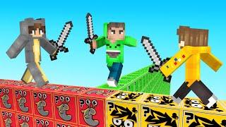 Minecraft 1v1v1 YouTuber Lucky Block Wall Battle