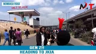 SEE HOW GEN Z PROTESTORS STORMED MOMBASA ROAD HEADING TO JKIA