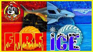 MONSTER JAM FIRE & ICE Monster Trucks Compilation - Racing & Freestyle Arena Challenge WITH WATER