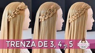 3 HAIRSTYLES with LOOSE HAIR FOR BEGINNERS  BRAIDS OF 3 4 and 5 CABOS