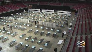 Crews Working Around The Clock To Transform Liacouras Center Into Federal Medical Station