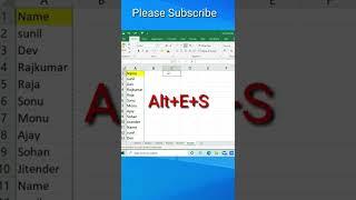 Excel Tricks And Tips  Excel Shorts Video  #Shorts Excel Shortcut Keys