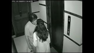 Real CCTV footage boss kissing his secretary in lift