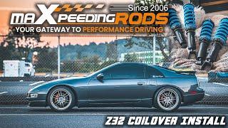 300zx Z32 Coilover suspension Install and Review  MaxpeedingRods T6 24 Way Adjustable Coilovers