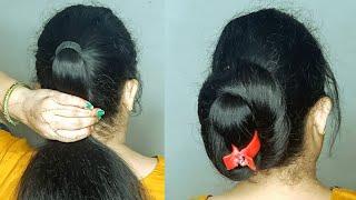 Easy Bun Hairstyles Using Claw Clipeasy bun hairstyles for long hair done by Monika Style#hairstyle