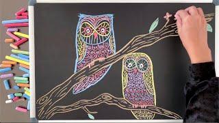 Lets Draw Some Owls  8 HOURS of Relaxing Chalk Art & Music