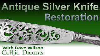 Antique Silver Fish knife restoration straighten polish & fix handle Extended video HD