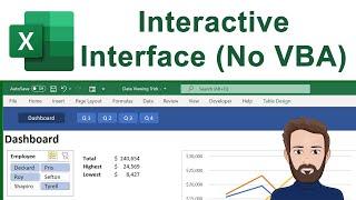 Interactive Clickable Buttons and Interface Without Using VBAMacros in Excel