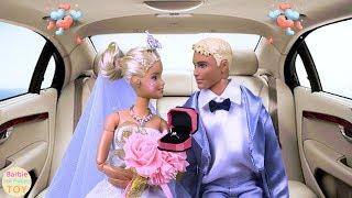 Ken to take a wedding car to pick up Barbie to hold a wedding open the party after the wedding