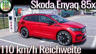 Skoda Enyaq 85x Allrad Neue Motoren - 110 kmh Reichweiten Test