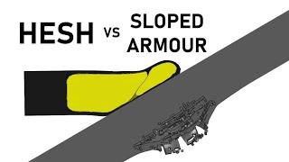HESH vs SLOPED ARMOUR SIMULATION  105mm High Explosive Squash Head  Armour Penetration Simulation