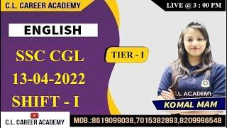 ENGLISH  13 APRIL  2022  SHIFT 1  SSC CGL 2022  PREVIOUS YEAR QUESTIONS