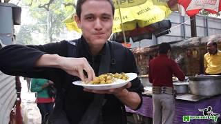 Street Food in India - Bengali Fish Curry and Rice on Camac Street Kolkata India