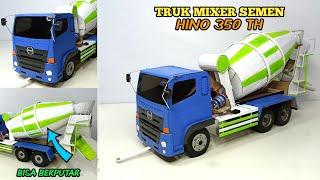 MEMBUAT MINIATUR TRUK MIXER SEMEN HINO 500   HINO MOLEN 350 TH DARI KARDUS