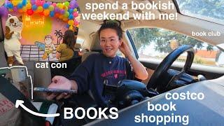 weekend in my life vlog  library sale book shopping book club & cat con 