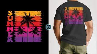 Summer Palm Trees T-Shirt Design for Redbubble in Photoshop Tutorial