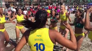 Brazil Women’s Beach Handball Win Gold & Pick up Dog & Dance