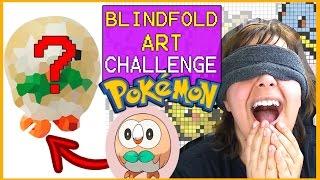 BLINDFOLD ART CHALLENGE ROWLET POKEMON SUN and MOON  polymer clay tutorial easy Craft MINIATURE DIY