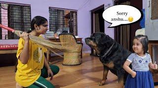 Anshu is very angry with oggy.... funny dog videos snappy girls #dog #rottweiler #emotional 