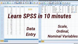 Learn basics of SPSS in 10 minutes  Data Entry in SPSS  Scale ordinal Nominal Variables 