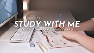 ️ 3-HOUR STUDY WITH ME  No Music Gentle Rain  Pomodoro 5010  Late Night Japanese Study