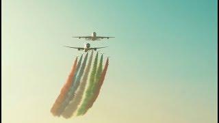 Flyover at the 2018 Formula 1 Abu Dhabi GP with Etihads A380 and 787 Dreamliner