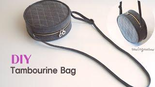 DIY Tambourine Bag  Quilted Round Bag Making  How to Sew Piping  Free Pattern