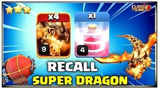 SUPER DRAGON + RECALL SPELL= CRAZY TH15 Attack Strategy 2024 Clash of Clans