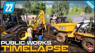  Using JCB 3CX Backhoe Loader For Digging Pipeline Trench ⭐ FS22 City Public Works Timelapse