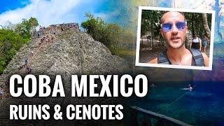 Climbing MAYAN RUINS in COBA and Swimming in CENOTES.