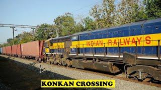 Twin EMD Sneeze Karwar Ankola Construction Works & Ghaziabad WAP5 Whine Twilight Konkan Crossing