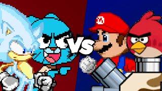 MUGEN Battle - Hyper SonicGumball vs MarioAngry Birds Tank