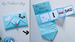 easy & cute surprise message card for fathers day  origami envelope  how to make a pull card